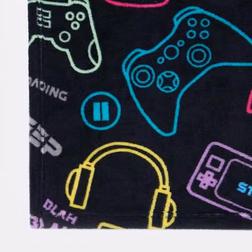 OHS Kids Wearable Fleece Gaming Blanket with Sleeves, Black, W 125 cm x H 125 cm – 6