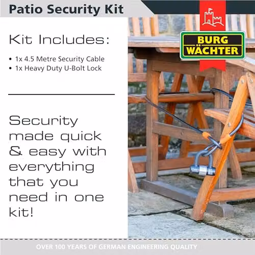 Burg-Wächter Black Patio Security Kit with 4.5m Plastic Coated Wire – 2