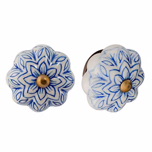 Nicola Spring Blue Ceramic Cabinet Knobs, Pack of 6