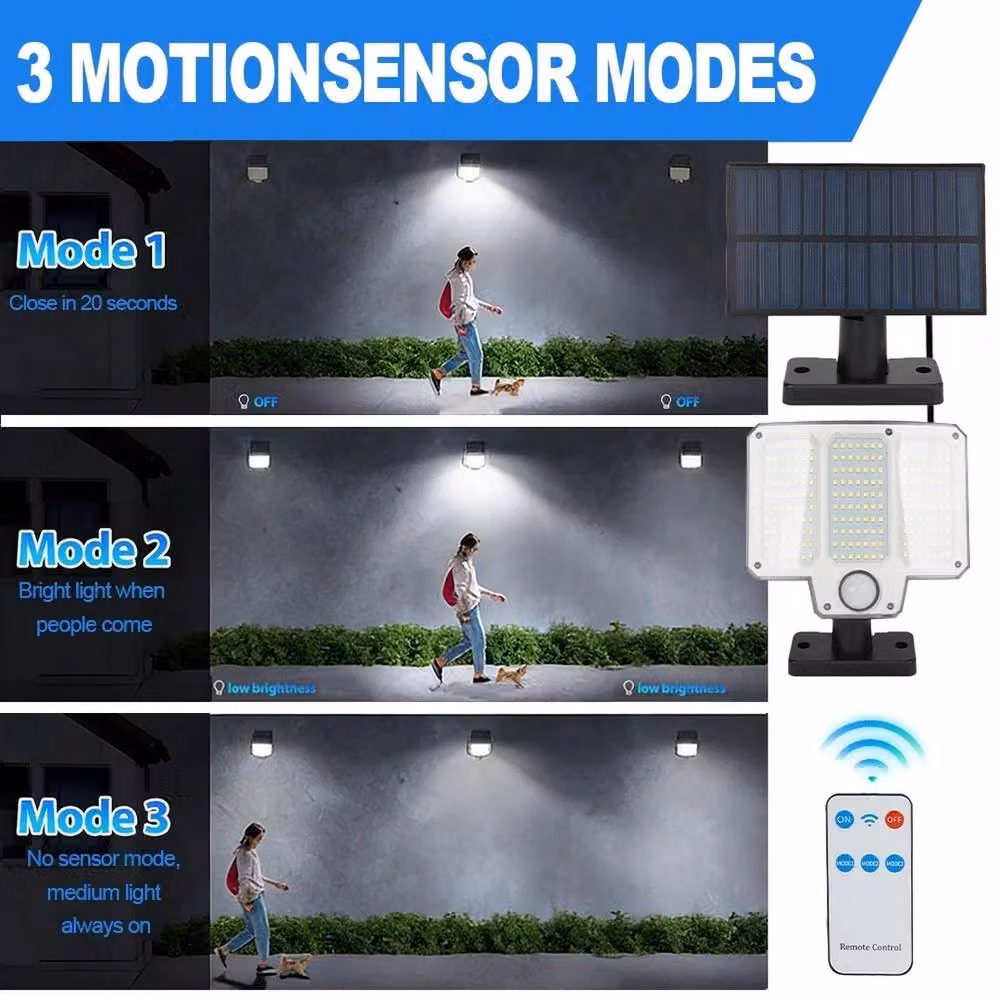 NESTLUNE Solar LED Outdoor Wall Security Light with Motion Sensor and Remote Control, Black – 3