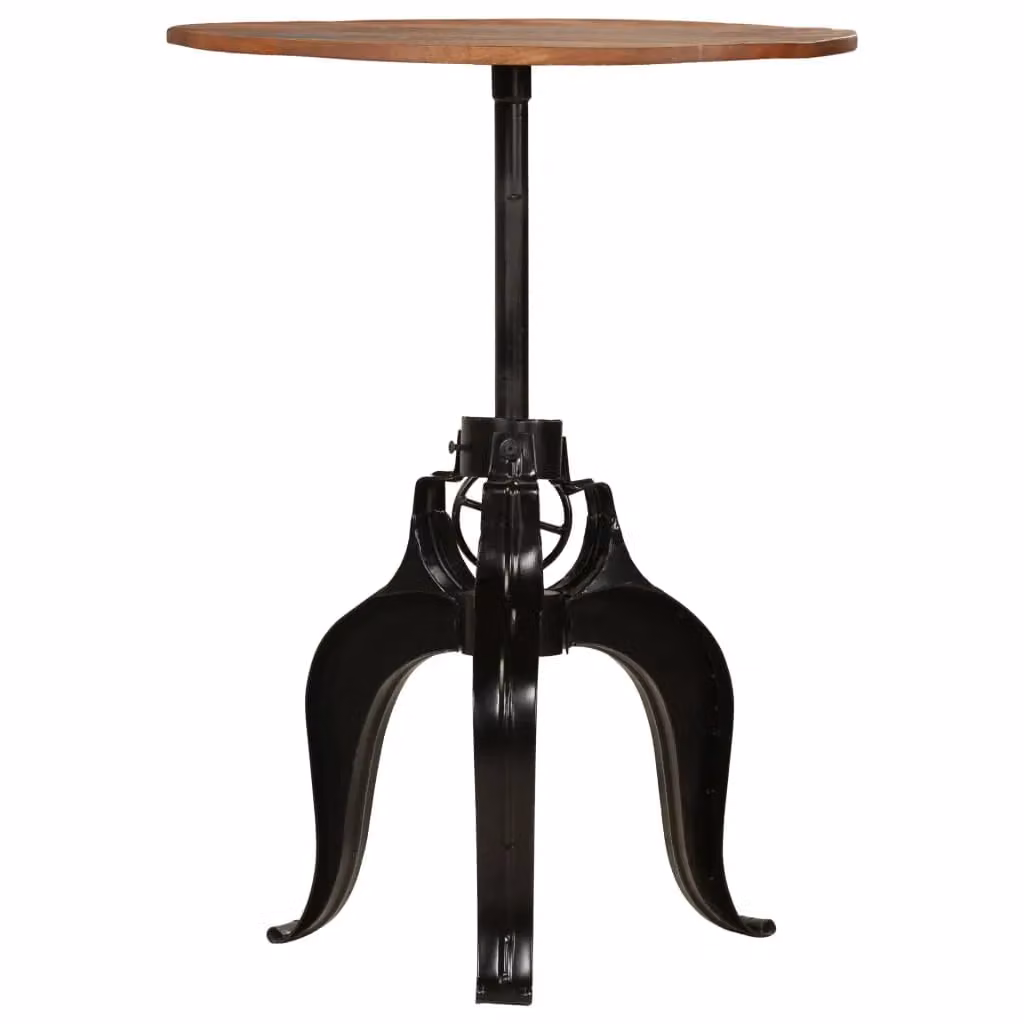 Berkfield Home Height Adjustable Round Bar Table in Brown Solid Reclaimed Wood – 2