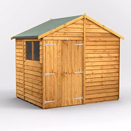 Powersheds Premium Apex Overlap Wooden Garden Shed in Natural Brown with Window and Floor