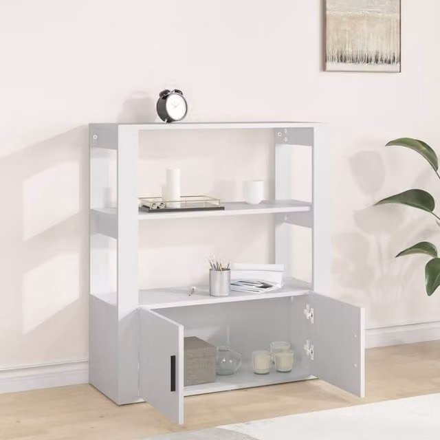 Berkfield Home White Modern Sideboard in Matt MDF, W/D/H: 80 x 30 x 90 cm