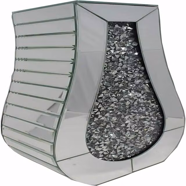 DEENZ Silver Crushed Mirrored Floating Shape Glass Vase
