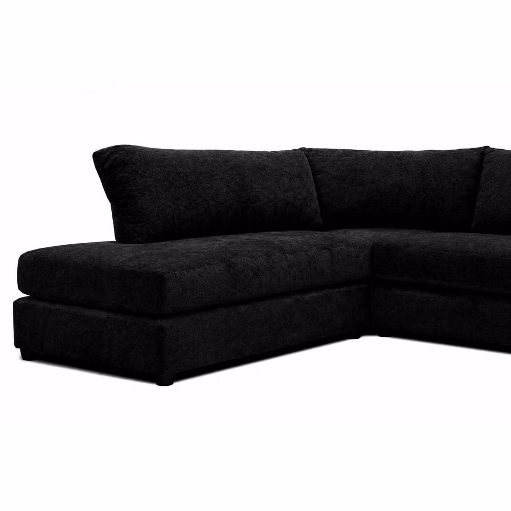 Snug Furniture Birmingham Ltd Ashton Full Back U Shaped 6 Seater Corner Sofa in Black Chenille Fabric – 2