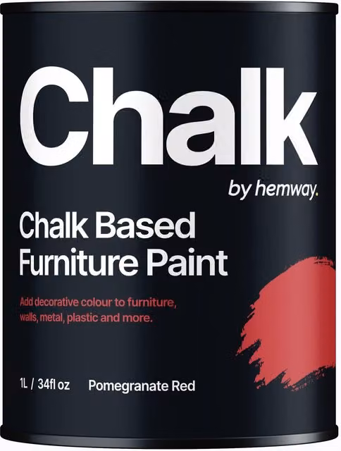 Hemway Chalk Based Furniture Paint in Flat Matt Pomegranate Red, 1L