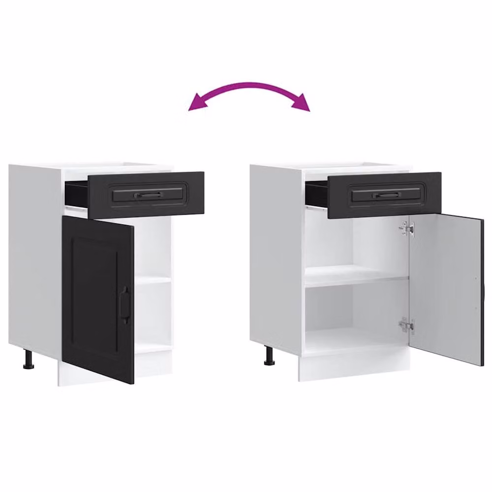Berkfield Home Kalmar Kitchen Base Cabinet in Black Matt MDF, H 81.5 x W 50.0 x D 46.0 cm – 4