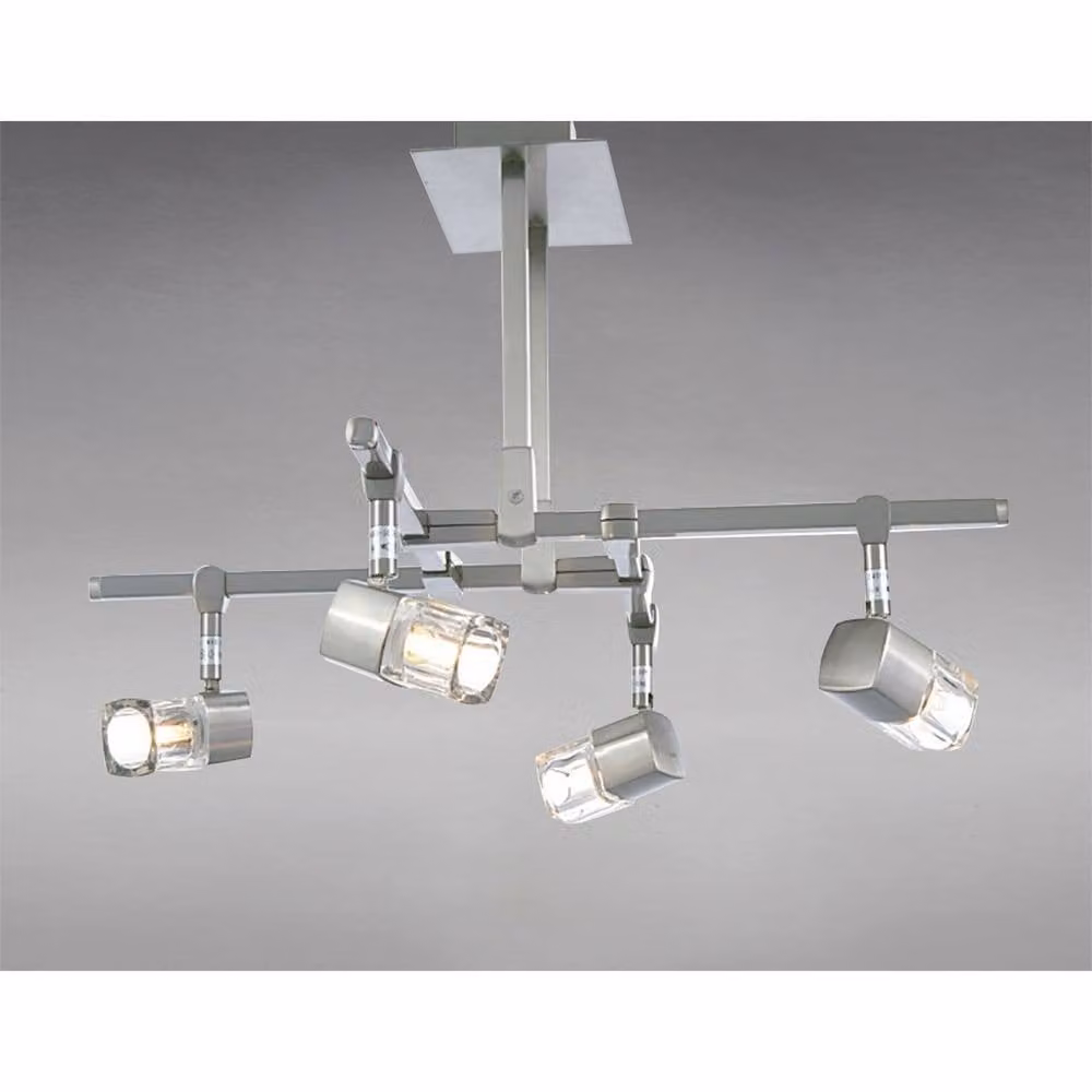 Netlighting Ticino Semi Flush 4 Light G9 Ceiling Light in Satin Chrome and Grey Glass – 2