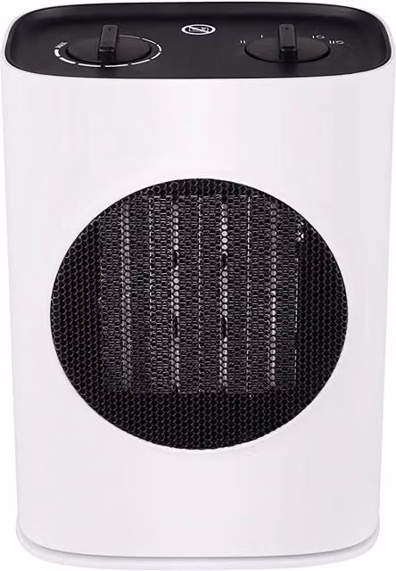 Mylek White Ceramic Fan Heater with Thermostat and Tilt Protection, 1800W