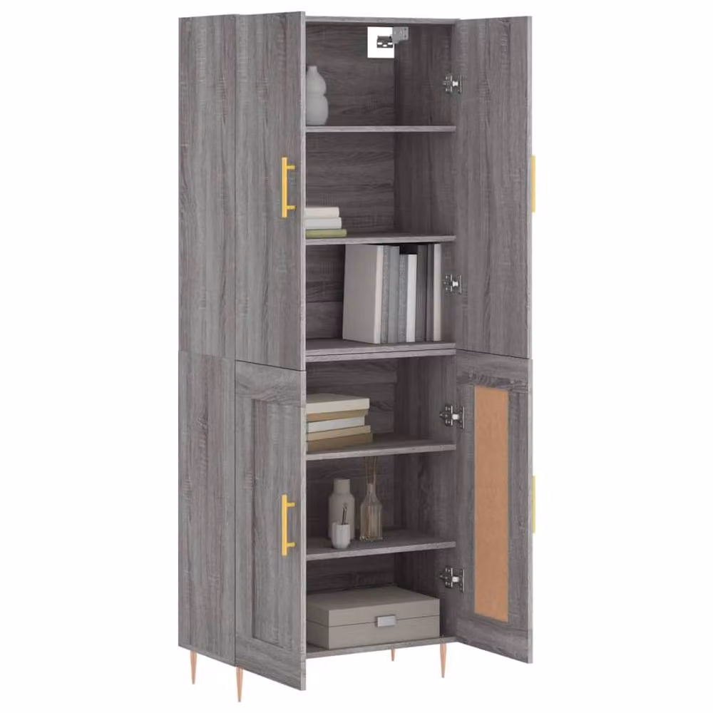 Berkfield Home Grey Sonoma Modern Highboard with Hinged Doors and Internal Shelves, W/D/H: 69.5 x 34 x 180 cm – 2