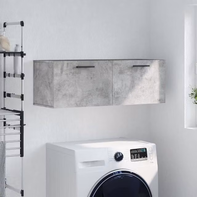 Berkfield Home Wall Mounted Cabinet in Concrete Grey, W/D/H: 100 x 36.5 x 35 cm – 1