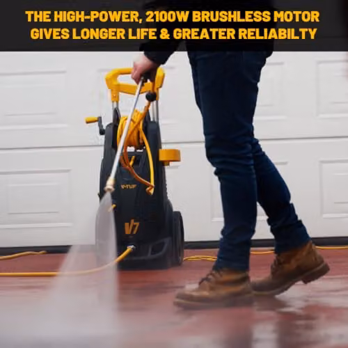 V-TUF Professional Pressure Washer V 7 in Black with 195 Bar Max Pressure, 7.2 L/min Flow Rate, 10m Hose Reel, Metal Lance and Snow Foam Bottle – 4