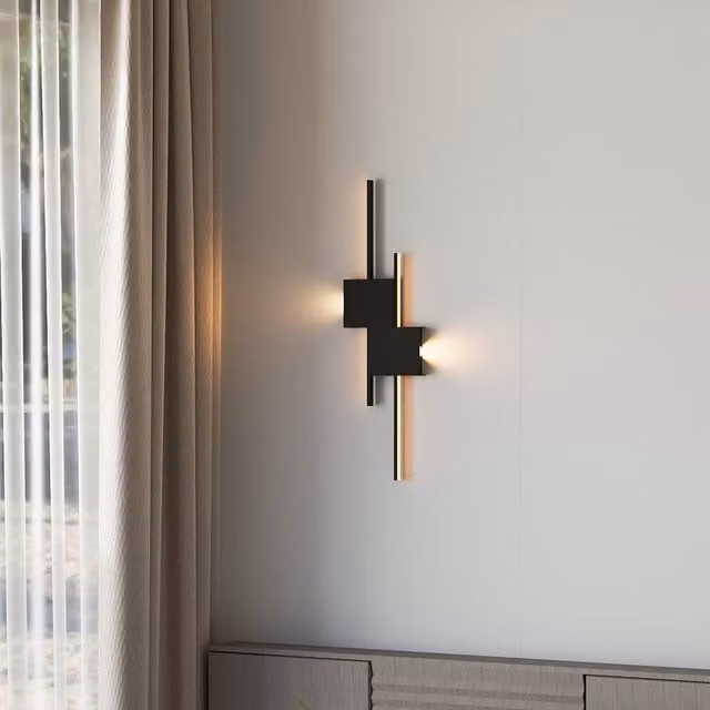 Living Star Modern Black LED Up and Down Wall Light with Warm White Glow