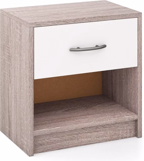 COSTWAY Modern 3-Tier Oak Wood Bedside Table Nightstand in Brown or White