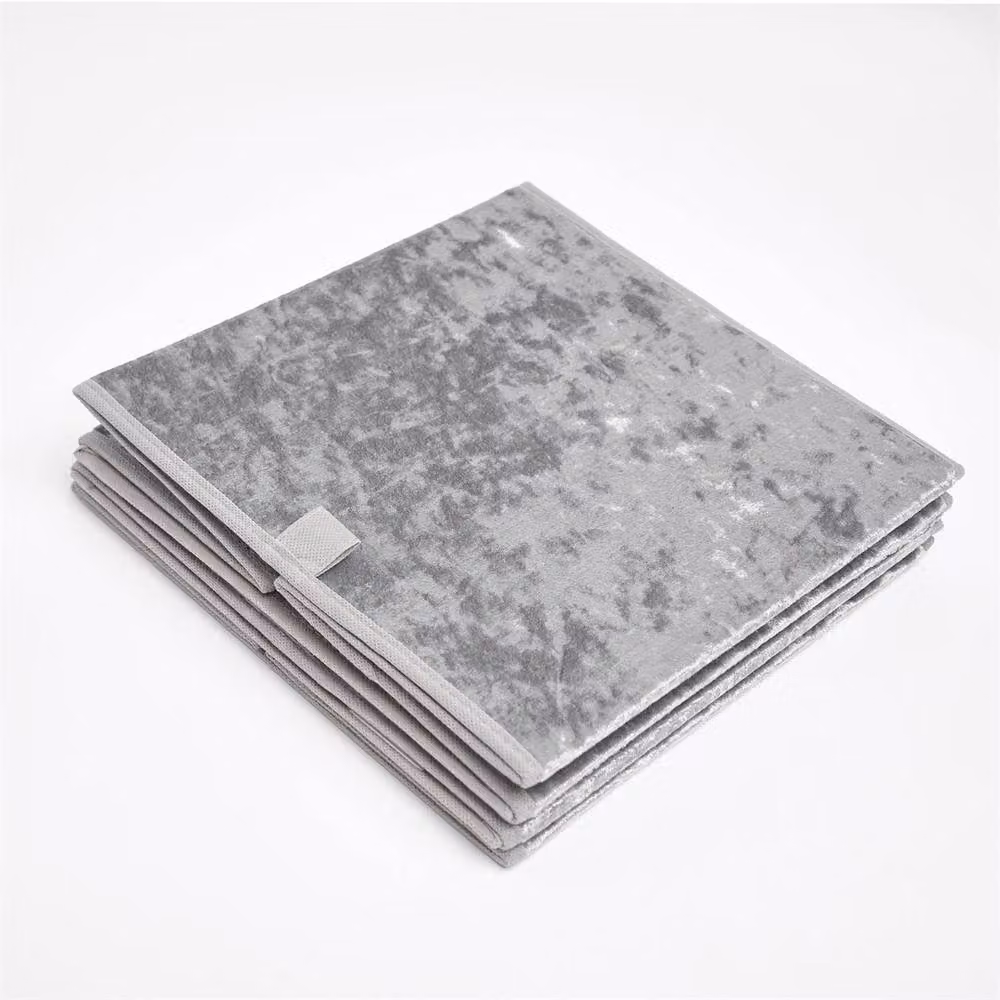 SPETLEK 4 Pack Grey Crushed Velvet Foldable Storage Boxes with Handles – 2