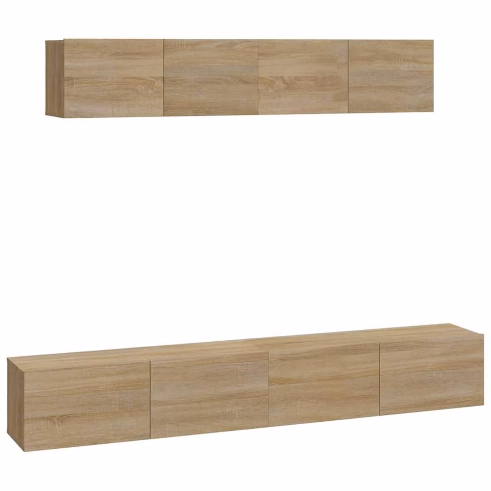 Berkfield Home Classic 4 Piece TV Cabinet Set in Sonoma Oak and Tan Engineered Wood – 2