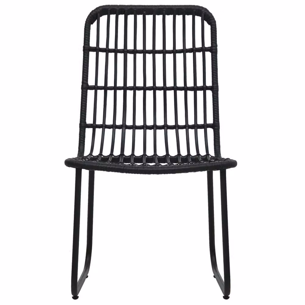 Berkfield Home 5 Piece Modern Outdoor Dining Set in Black Poly Rattan and Glass – 3