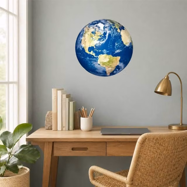 60 SECOND MAKEOVER Planet Earth Multicolour Adhesive Wall Sticker, W: 60 cm, H: 60 cm