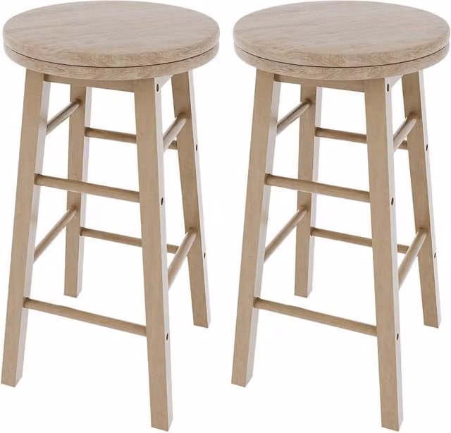 Home Discount Chef Vida Set of 2 Wooden Revolving Bar Stools in Brown – 1