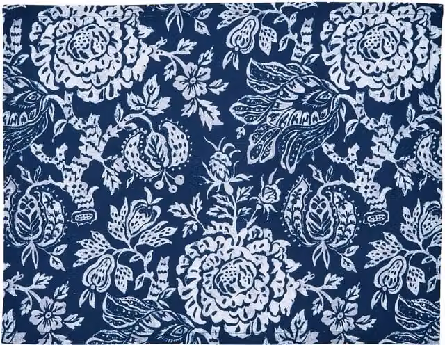 Bedeck of Belfast Morsan Floral Cotton Placemat, Midnight Navy Blue, W: 35 cm x D: 35 cm x H: 0.2 cm