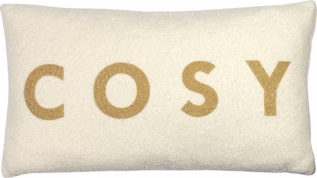 Make it a Home Shearling Breathe Rectangular Cushion in Beige and White with Wool and Feather Filling