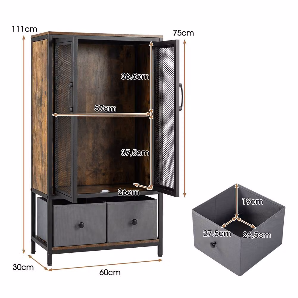 Gymax Industrial Coffee Bar Cabinet and Buffet Sideboard in Brown – 2
