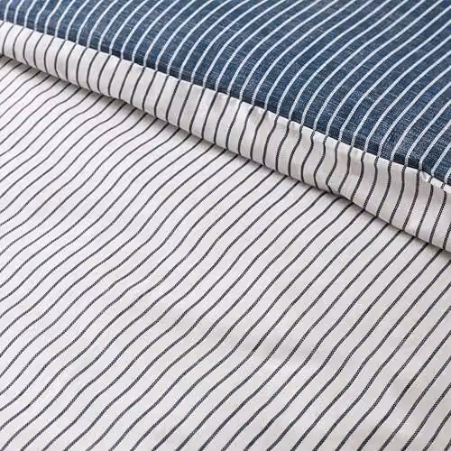 Catherine Lansfield Oxford Pinstripe Reversible Duvet Cover and Pillowcase Set, Blue, W/D/H: 220 x 220 x 200 cm – 2