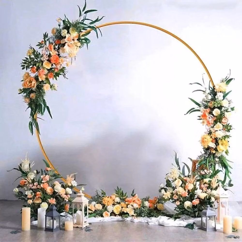 FLAVORA Gold Metal Round Freestanding Balloon Arch Kit, Height: 200 cm – 2