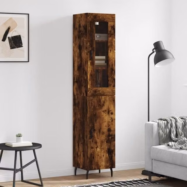 Berkfield Home Smoked Oak Highboard in Brown, W/D/H: 34.5 x 34 x 180 cm – 1