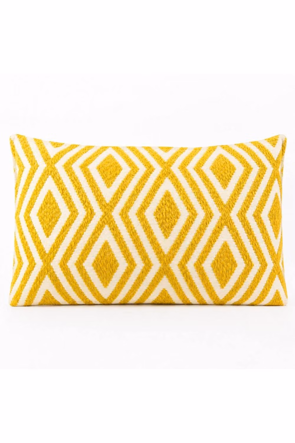 KDMD Mustard Diamonds Classic Cushion Cover in Yellow, Handmade Cotton, W: 50 cm, H: 30 cm
