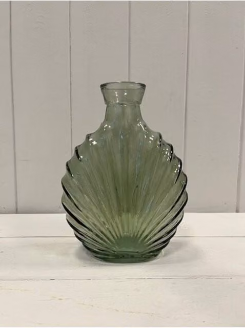 KDMD Vintage Green Geometric Glass Decorative Bottle