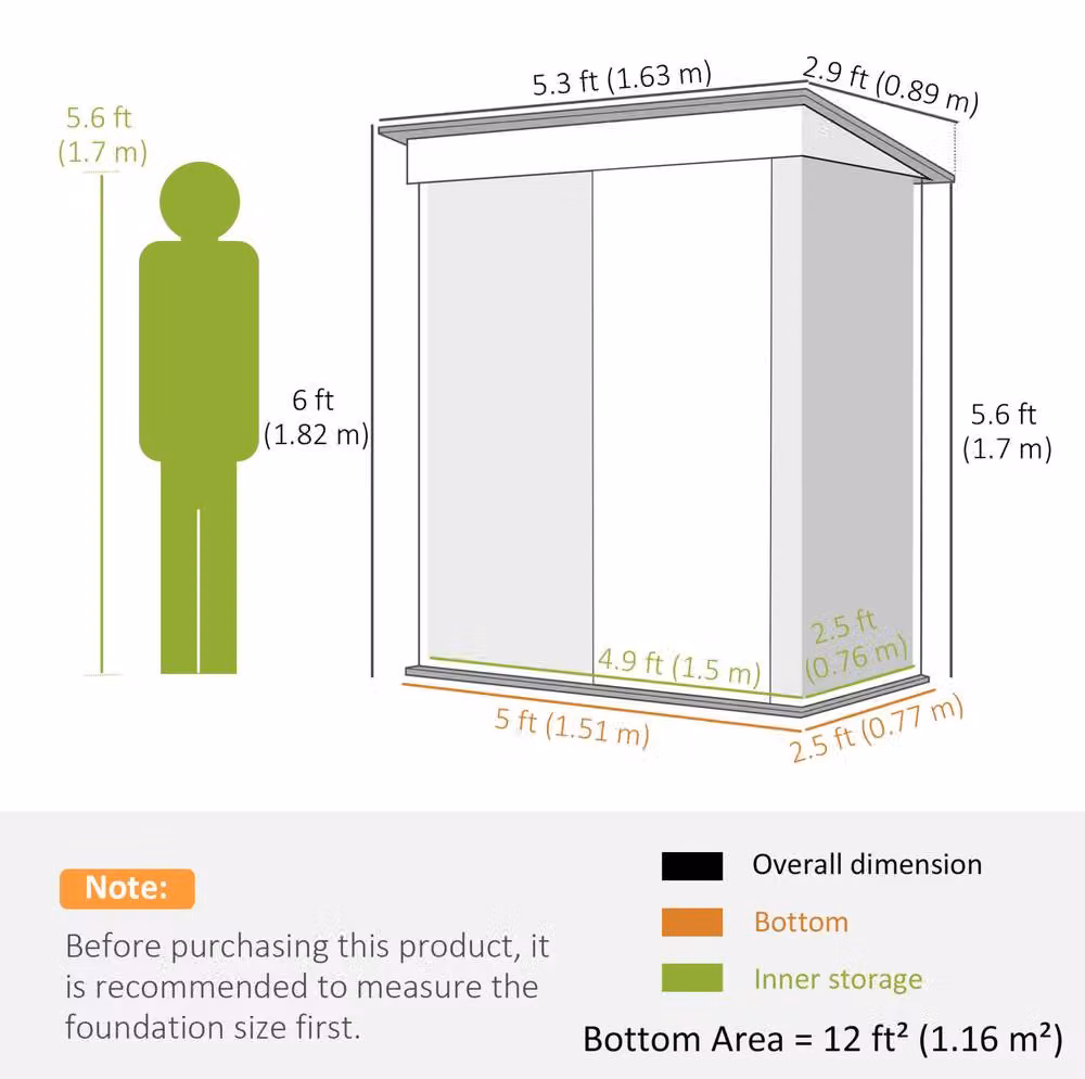 STILVORA Green Galvanised Steel Garden Shed with Sliding Door and Pent Sloped Roof, W/D/H: 170 x 76 x 150 cm – 2