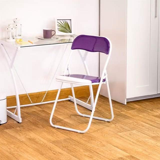 Harbour Housewares Pack of 4 Purple Padded Folding Metal Chairs
