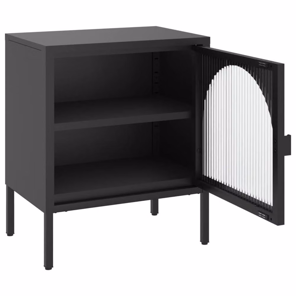 Berkfield Home Modern Black Nightstand in Glass and Steel, W/D/H: 50 x 35 x 60 cm – 5