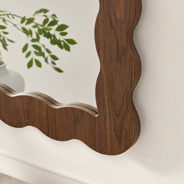 FurnitureboxUK Wiggle Mid-Century Rectangular Wall Mirror in Brown Walnut Wood, W: 120 cm, H: 80 cm