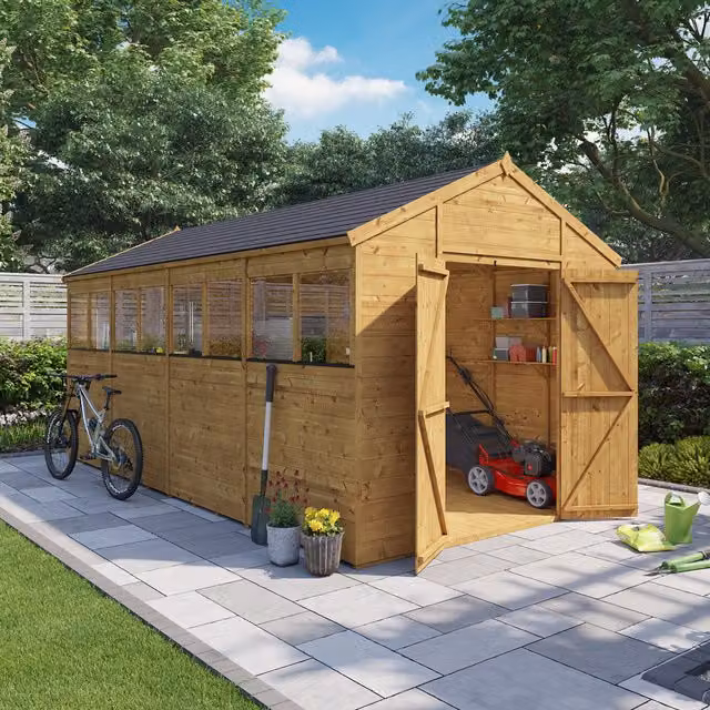 BillyOh Expert Tongue and Groove Apex Wooden Workshop in Brown
