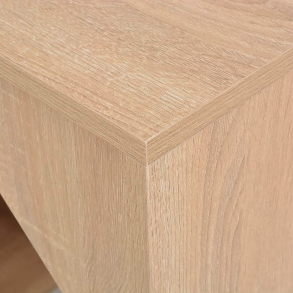 Berkfield Home Bar Table with Cabinet in Oak and Light Tan, W/D/H: 115 x 59 x 200 cm – 3