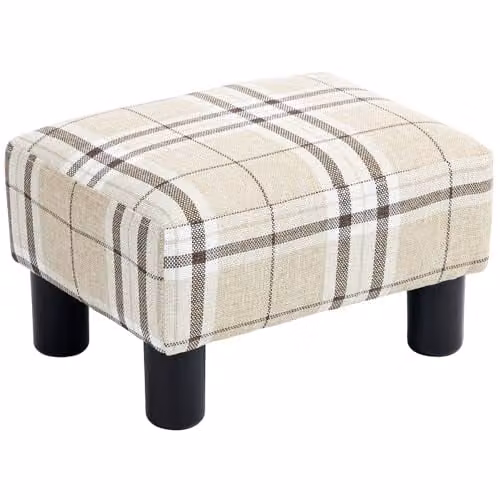 HOMCOM Multicolour Fabric Cube Foot Stool Ottoman, W/D/H: 40 x 30 x 24 cm – 1