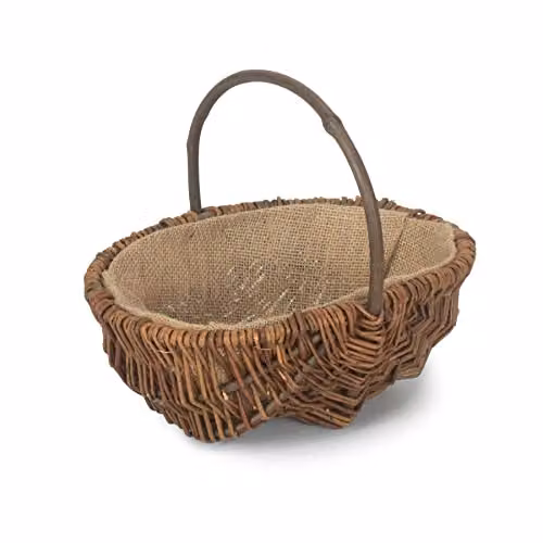 Red Hamper Brown Unpeeled Willow Oval Garden Trug Planter – 1