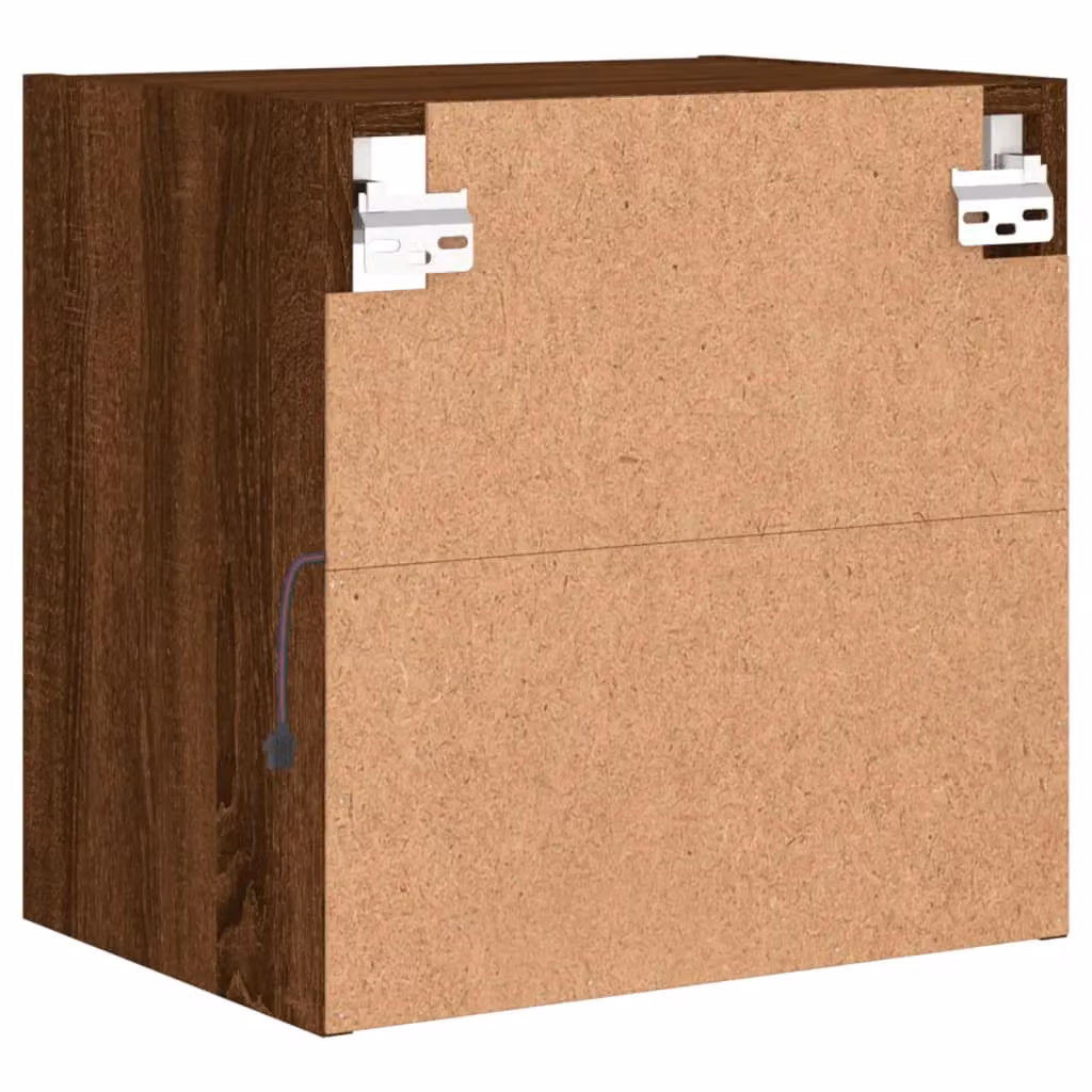 Berkfield Home Set of 2 Wall-mounted Bedside Cabinets with Integrated LED Lights in Brown Oak – 5