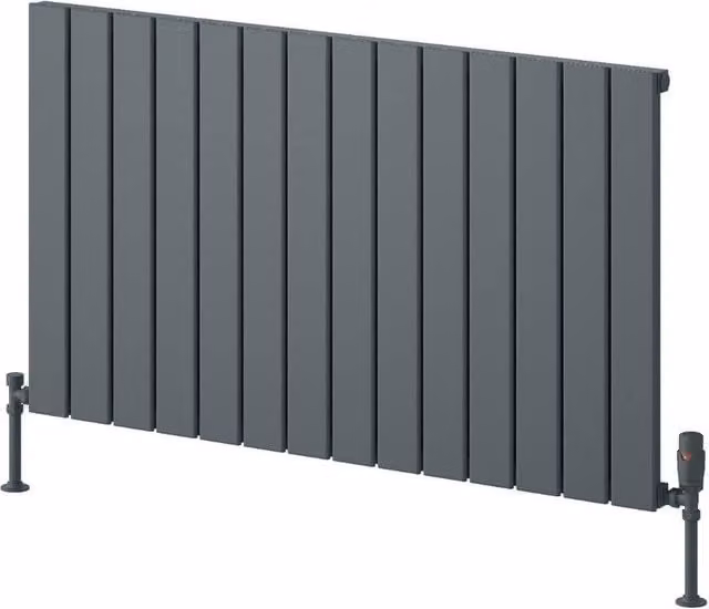 Bathroom Kingdom Piatto Anthracite Single Flat Panel Horizontal Aluminium Radiator, W: 104.5 cm, H: 60 cm, Grey