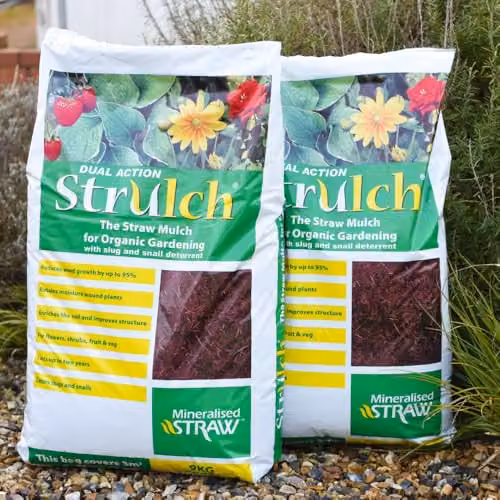 Thompson and Morgan Strulch Mineralised Straw Garden Mulch, Natural Brown Straw, 100 l – 5