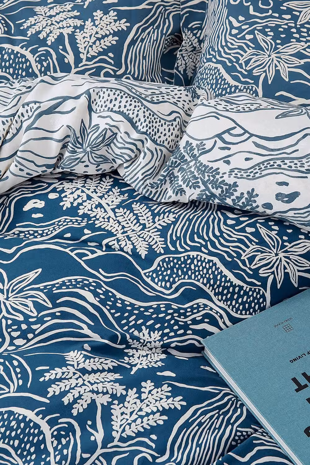 Scion Falling Foss Cotton Duvet Cover and Pillowcase Set, Blue, W: 200 cm x D: 200 cm – 3