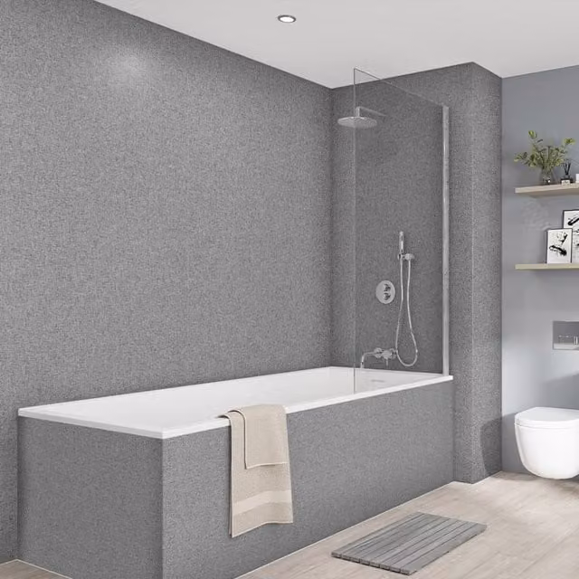 Wetwall Elite Double Post Formed Virgo Gris Shower Panel in Grey