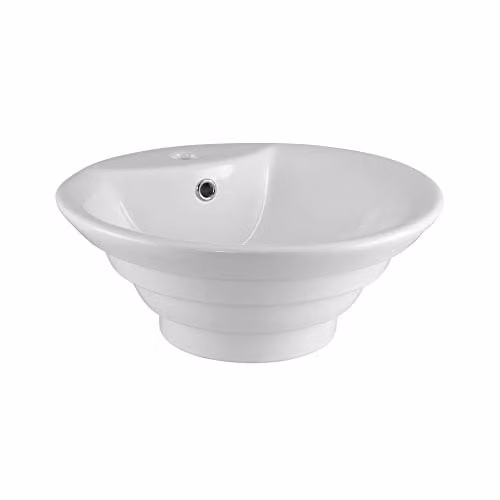 nuie NBV006 Modern Round Ceramic Countertop Vessel Basin, White, W/D/H: 46 x 46 x 20 cm
