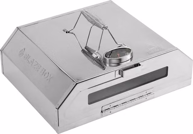 Blaze Box Silver Stainless Steel Portable Gas Pizza Oven with Stone and Thermometer