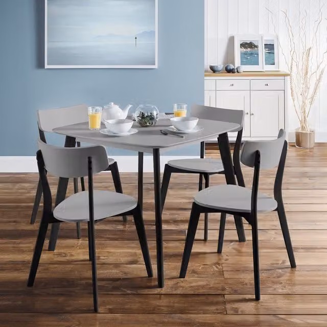 Julian Bowen Set of 4 Retro Dining Chairs in Grey and Black