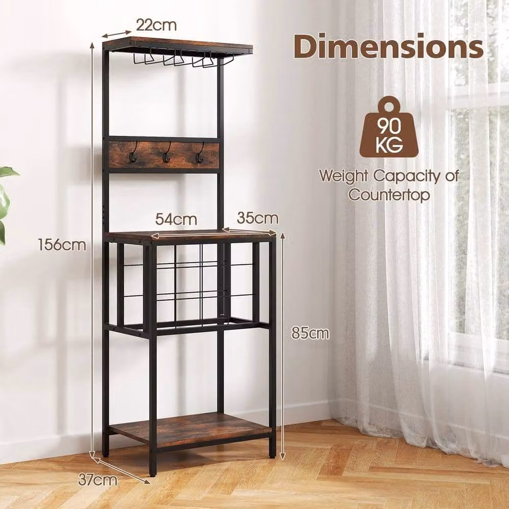KORVIXA Industrial Black Matt Metal and Glass Freestanding Floor Wine Bar Cabinet W/D/H: 100 x 100 x 100 cm – 2