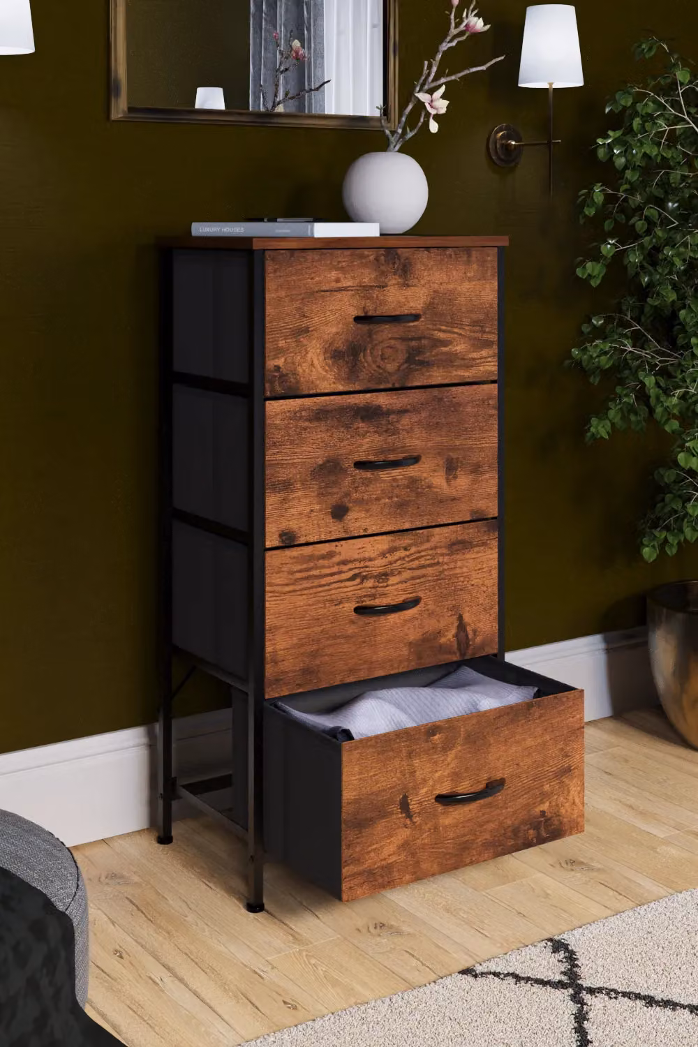 Vida Designs Chorley 4 Drawer Fabric Chest of Drawers in Brown – 3