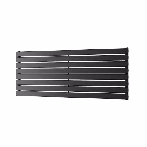 UK Radiators Typhoon Axis Black Flat Tube Horizontal Designer Radiator, W: 140 cm, H: 54.4 cm, D: 5.3 cm – 2